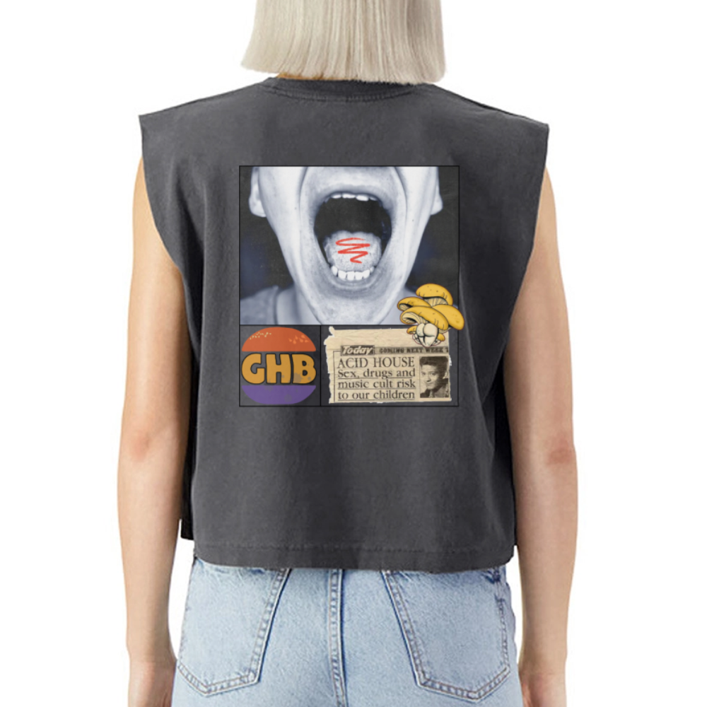 ACID HOUSE American Apparel Women's Garment Dyed Muscle Tank - faded black