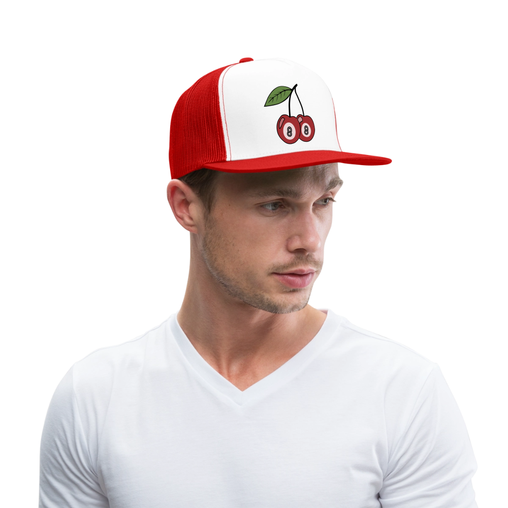 Lucky 8s Trucker Hat - white/red