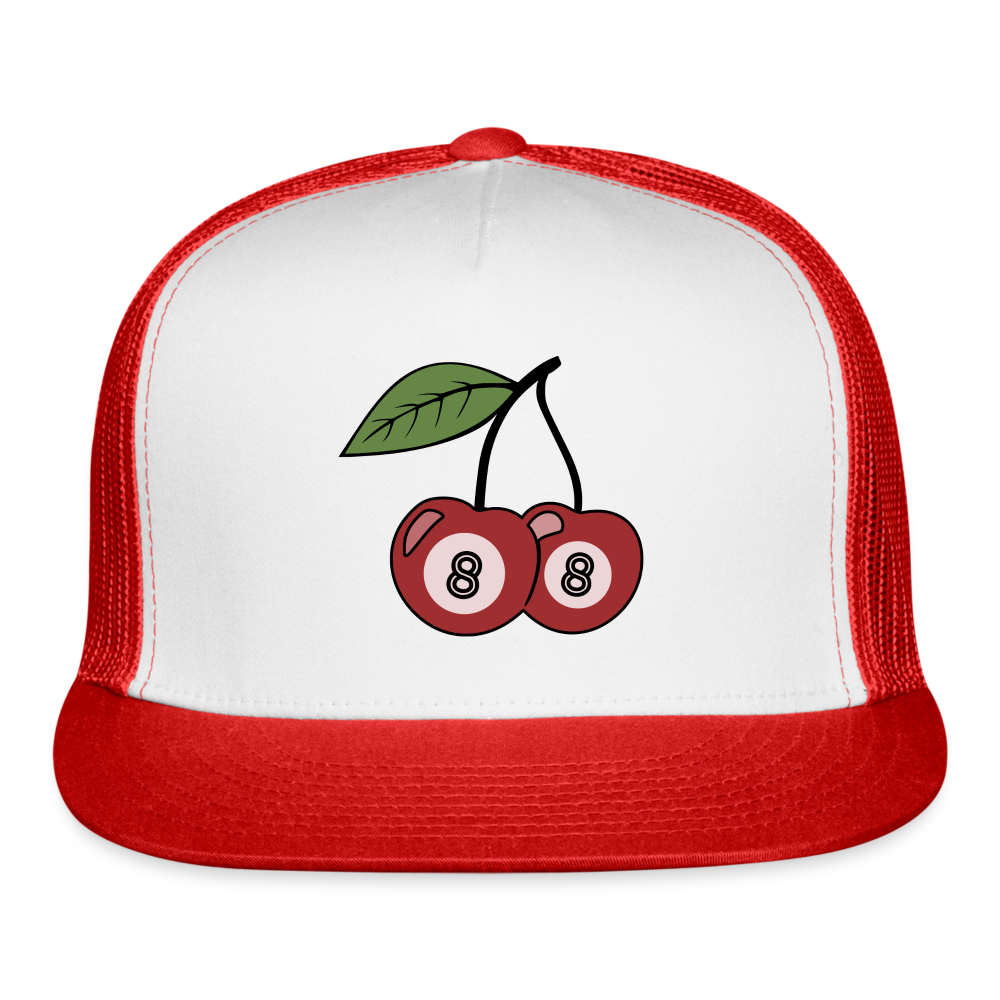 Lucky 8s Trucker Hat - white/red