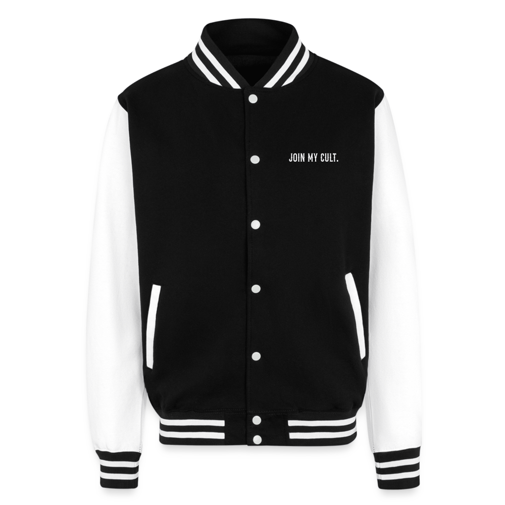 Join My Cult Heavyweight Letterman Jacket - black/white
