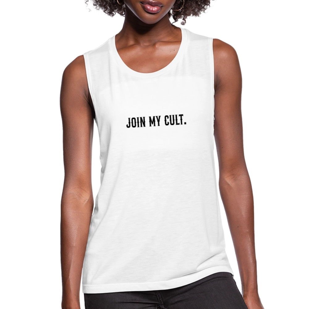 Join My Cult Women's Flowy Muscle Tank by Bella - white