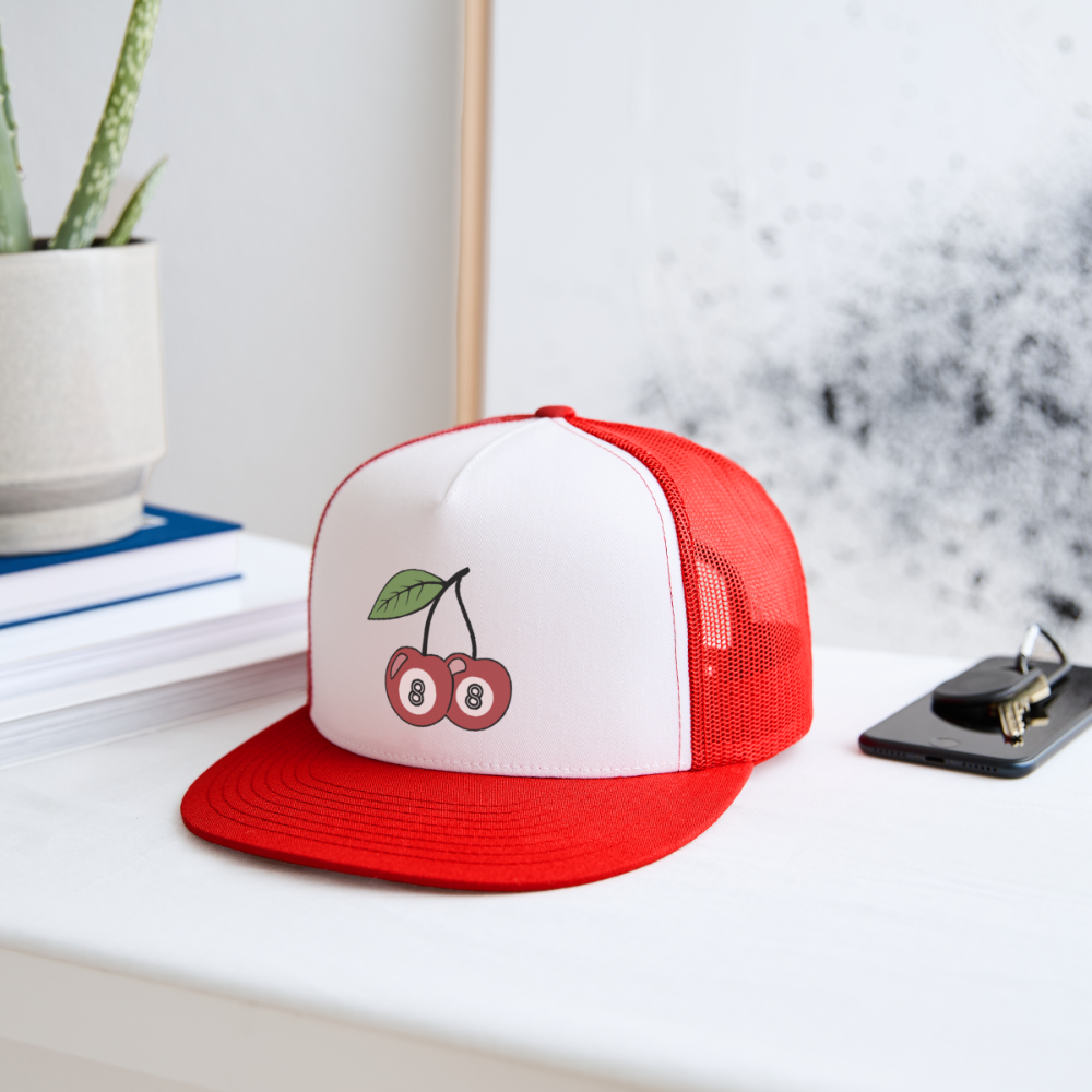 Lucky 8s Trucker Hat - white/red