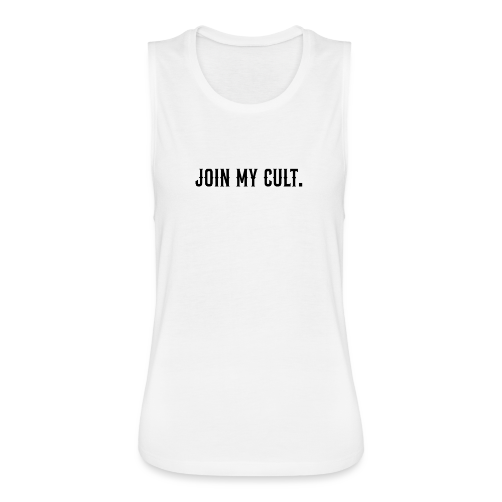 Join My Cult Women's Flowy Muscle Tank by Bella - white