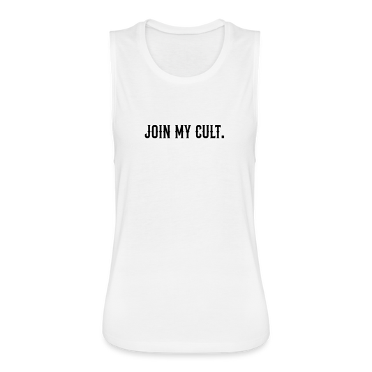 Join My Cult Women's Flowy Muscle Tank by Bella - white