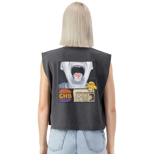 ACID HOUSE American Apparel Women's Garment Dyed Muscle Tank - faded black
