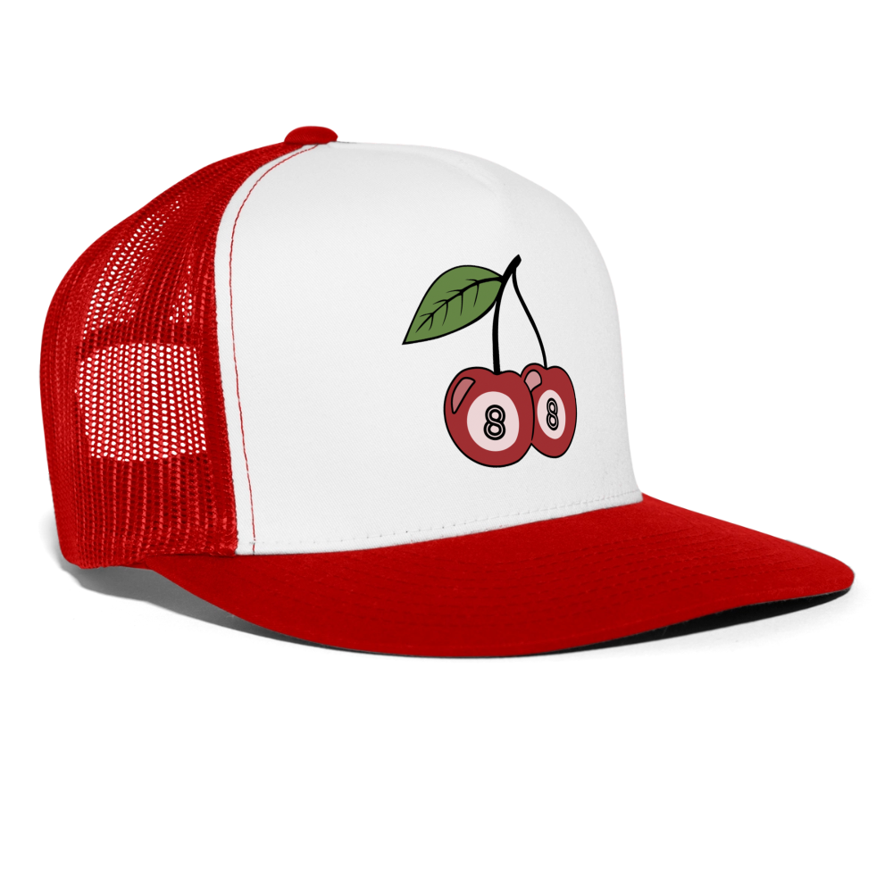 Lucky 8s Trucker Hat - white/red
