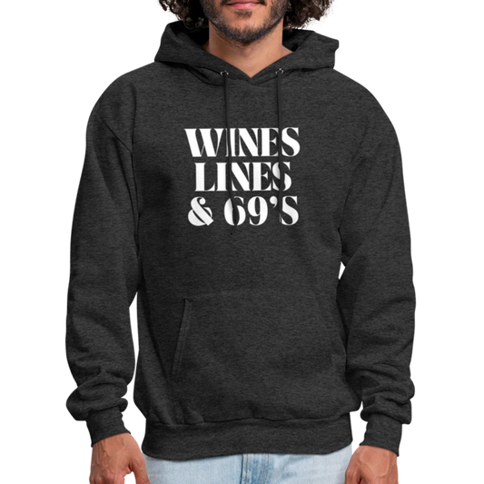 WINES, LINES + 69s Men's Hoodie - charcoal grey