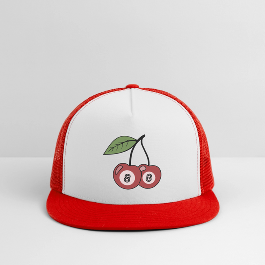 Lucky 8s Trucker Hat - white/red