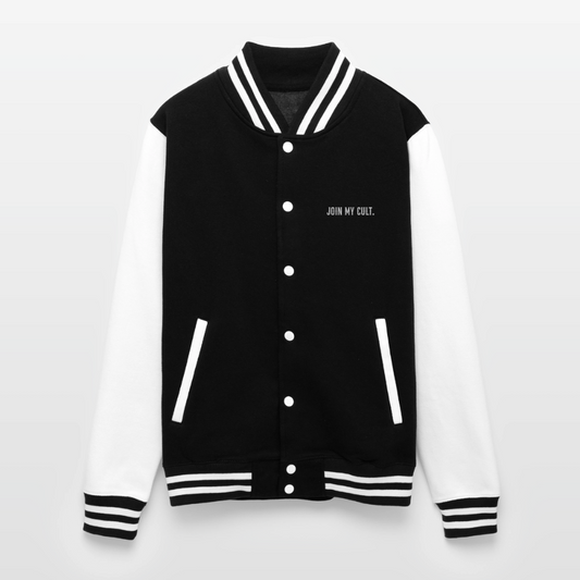 Join My Cult Heavyweight Letterman Jacket - black/white