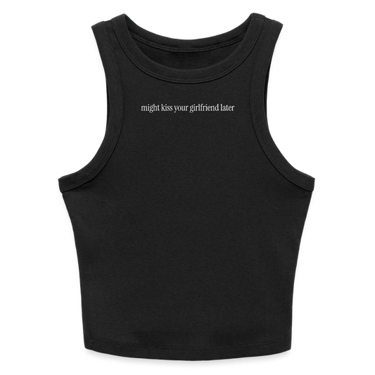 Might Kiss Your GF Later 💋 Slim Fit Rib Women's Tank Top - black
