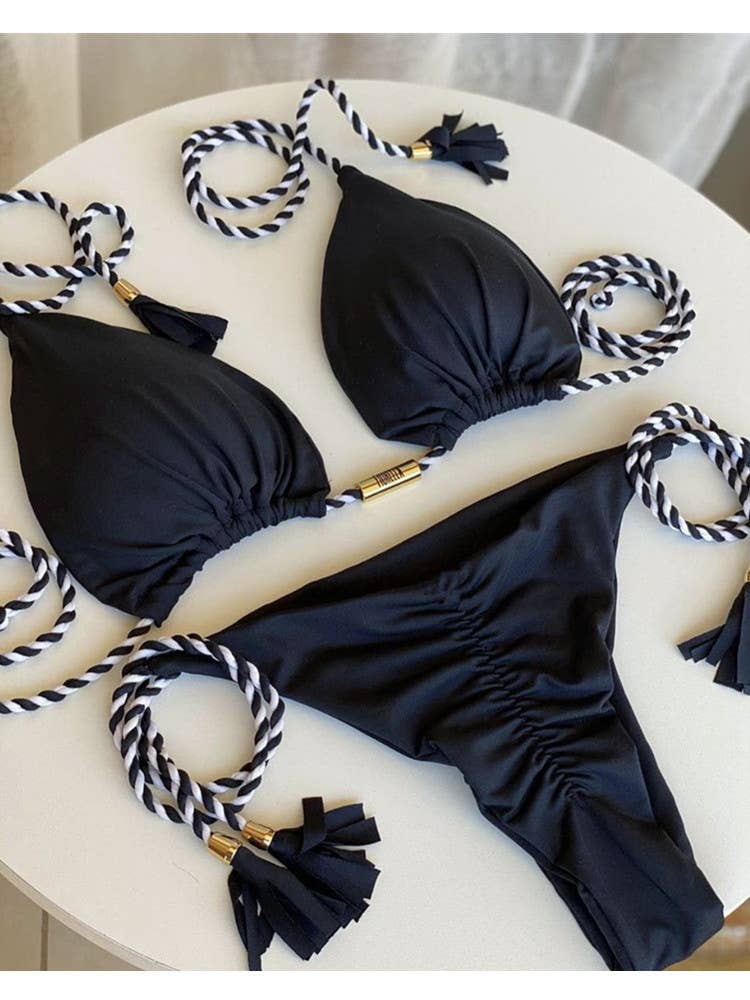 2-Piece Color Block Bikini Set Swimsuit 8242: C8 / L