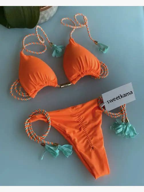 2-Piece Color Block Bikini Set Swimsuit 8242: C8 / L