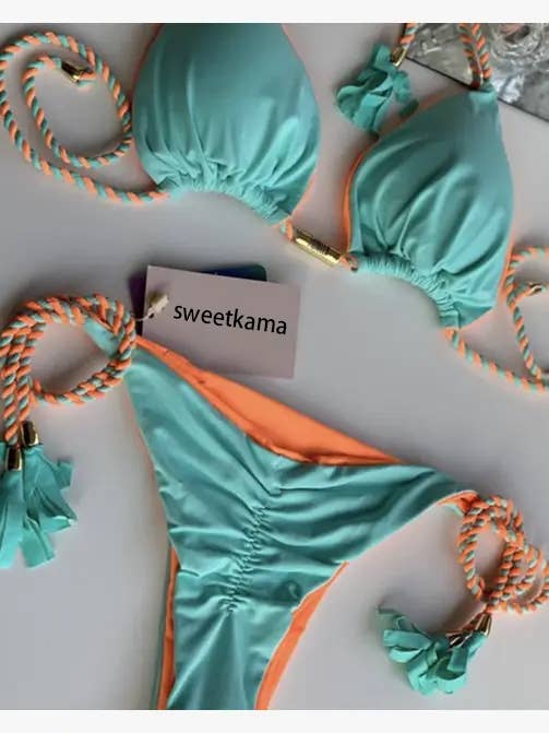 2-Piece Color Block Bikini Set Swimsuit 8242: C8 / L