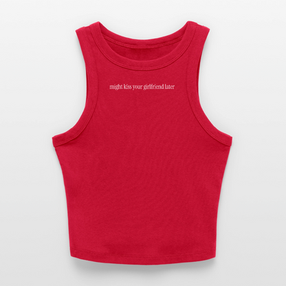 Might Kiss Your GF Later 💋 Slim Fit Rib Women's Tank Top - red