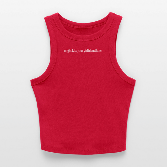 Might Kiss Your GF Later 💋 Slim Fit Rib Women's Tank Top - red