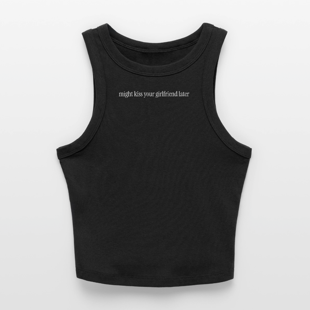 Might Kiss Your GF Later 💋 Slim Fit Rib Women's Tank Top - black