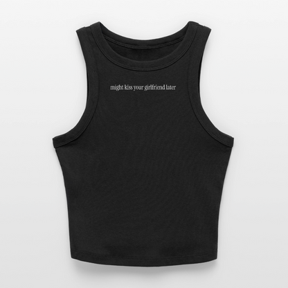 Might Kiss Your GF Later 💋 Slim Fit Rib Women's Tank Top - black