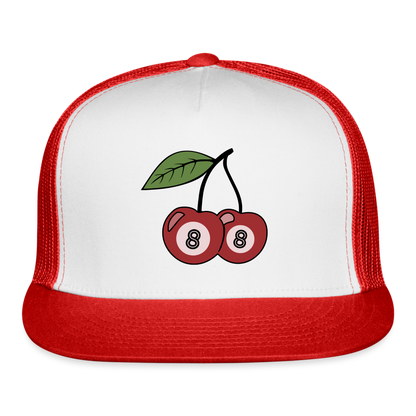 Lucky 8s Trucker Hat - white/red