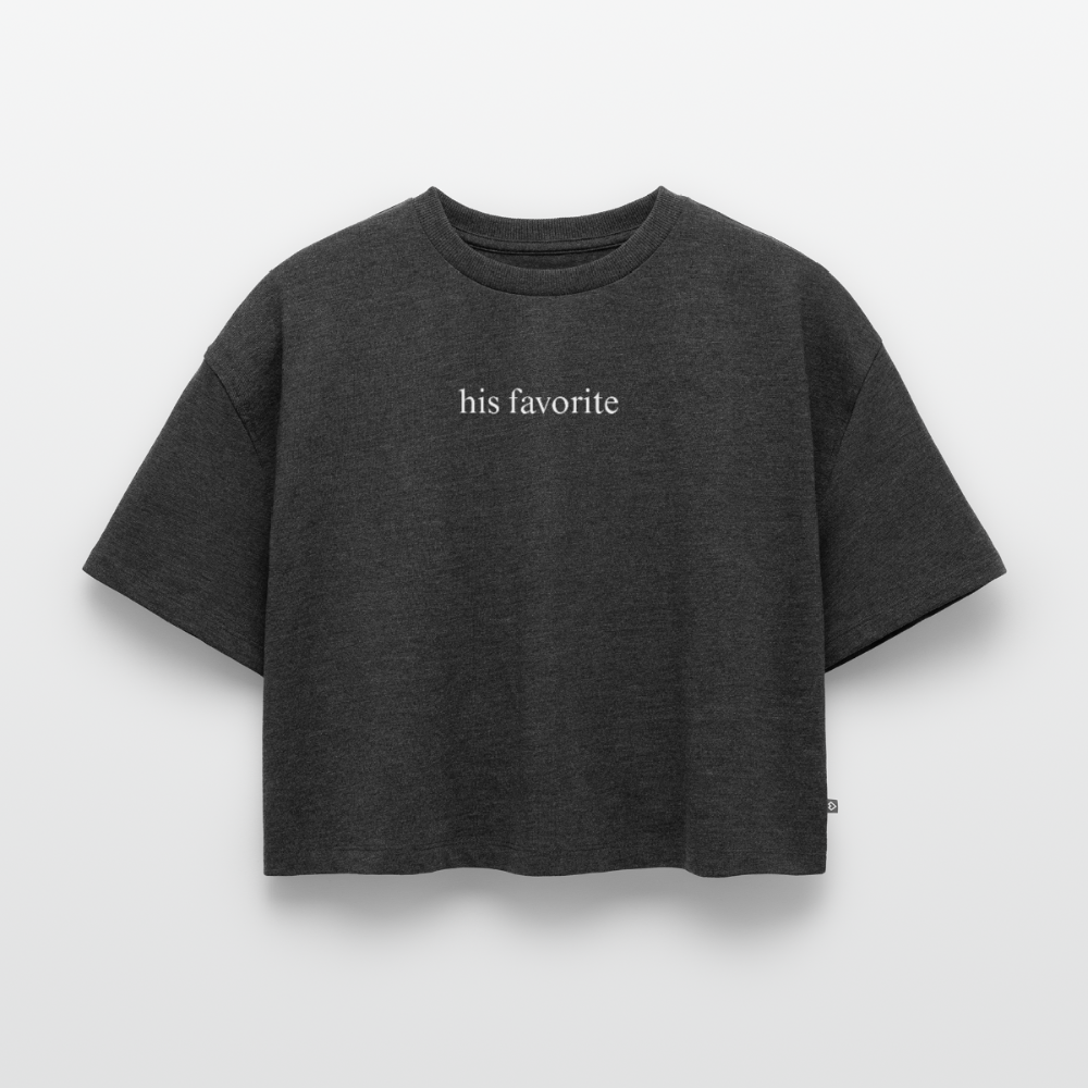 His Favorite | Women's Oversized Organic Cropped T-Shirt - heather anthracite