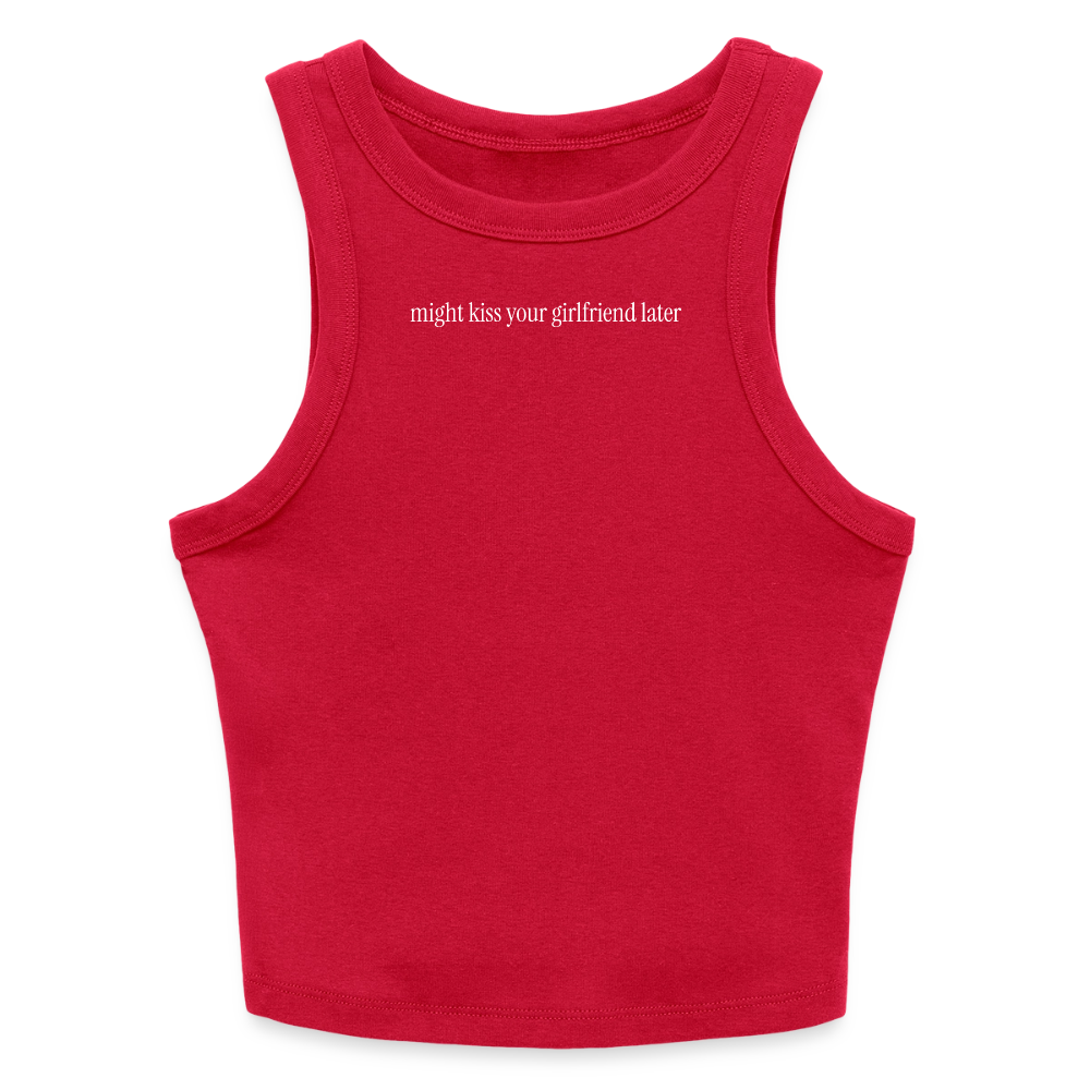 Might Kiss Your GF Later 💋 Slim Fit Rib Women's Tank Top - red