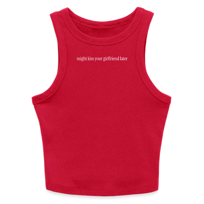 Might Kiss Your GF Later 💋 Slim Fit Rib Women's Tank Top - red