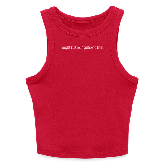 Might Kiss Your GF Later 💋 Slim Fit Rib Women's Tank Top - red
