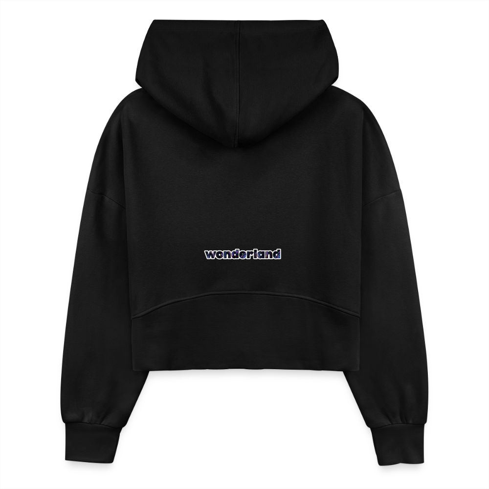 One Boyfriend is Never Enough Women's Half Zip Cropped Hoodie - black, One Boyfriend is Never Enough Women's Half Zip Cropped Hoodie - black,  minimalist white text that reads “One Boyfriend Is Never Enough,” worn by a confident woman with a sassy attitude. adult humor tees, lifestyle, alternate lifestyles, red head tees, lgbtq tees, pride tees, crop hoodie, gifts for her, gifts for him