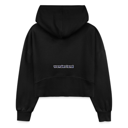 One Boyfriend is Never Enough Women's Half Zip Cropped Hoodie - black, One Boyfriend is Never Enough Women's Half Zip Cropped Hoodie - black,  minimalist white text that reads “One Boyfriend Is Never Enough,” worn by a confident woman with a sassy attitude. adult humor tees, lifestyle, alternate lifestyles, red head tees, lgbtq tees, pride tees, crop hoodie, gifts for her, gifts for him