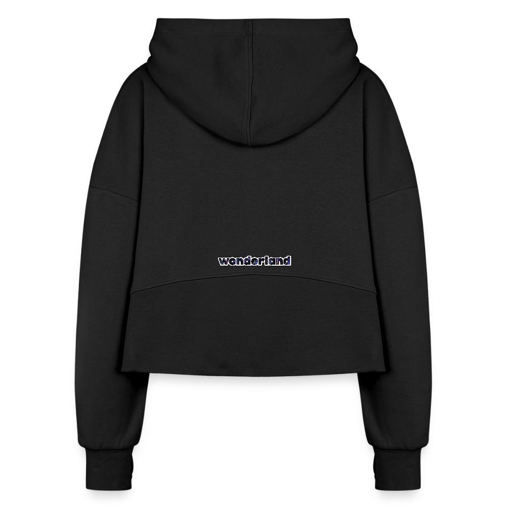 One Boyfriend is Never Enough Women's Half Zip Cropped Hoodie - black, One Boyfriend is Never Enough Women's Half Zip Cropped Hoodie - black,  minimalist white text that reads “One Boyfriend Is Never Enough,” worn by a confident woman with a sassy attitude. adult humor tees, lifestyle, alternate lifestyles, red head tees, lgbtq tees, pride tees, crop hoodie, gifts for her, gifts for him