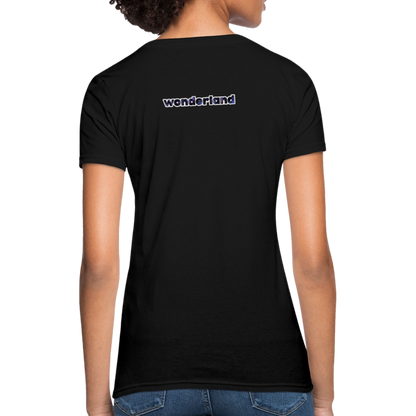 Your Dad is My Cardio Women's T-Shirt - black, Women’s fitted T-shirt with bold ‘Your Dad Is My Cardio’ text across the front, shown on a clean product background, adult humor tee, dad joke, dad joke tee, dad joke tshirt, cardio tee