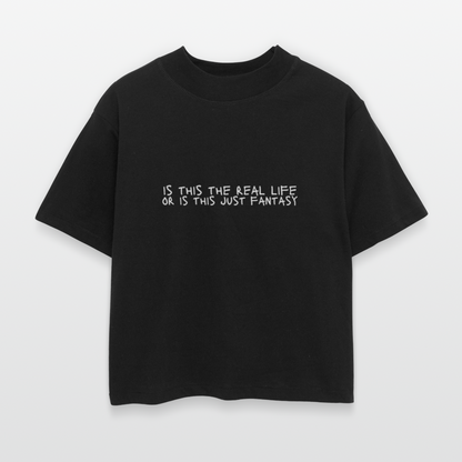 Is This The Real Life? Women's Boxy Tee - black