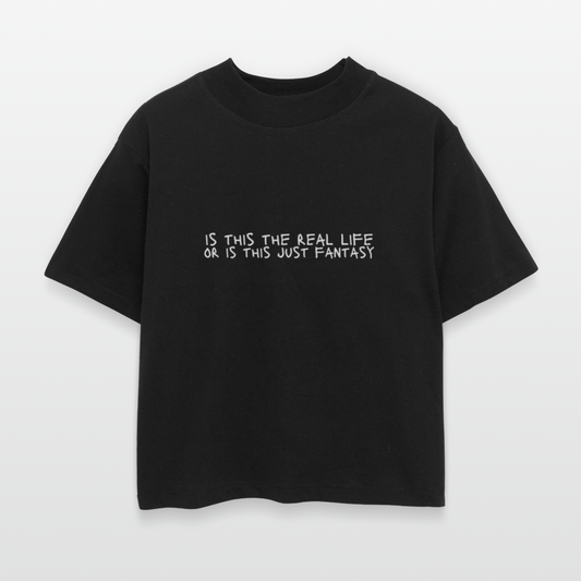 Is This The Real Life? Women's Boxy Tee - black
