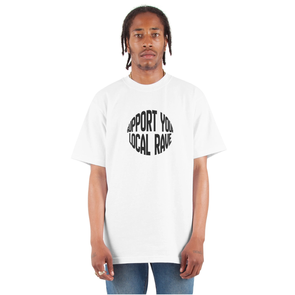Support Your Local Rave Unisex Oversized Heavyweight T-Shirt - white