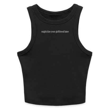 Might Kiss Your GF Later 💋 Slim Fit Rib Women's Tank Top - black