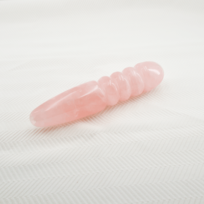 Unduluna: Elegant Rose Quartz Crystal Wand for Healing