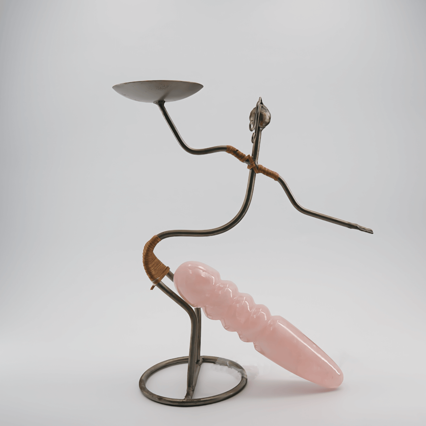 Unduluna: Elegant Rose Quartz Crystal Wand for Healing