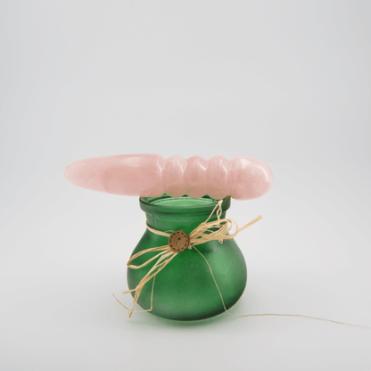 Unduluna: Elegant Rose Quartz Crystal Wand for Healing